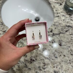 Diamonique Silver Sparkling Stud Earrings